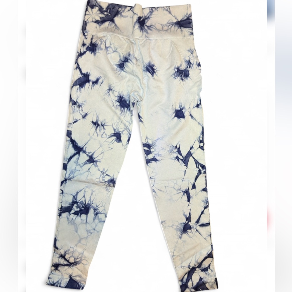 Light Blue Tie-Dye High Waist Leggings